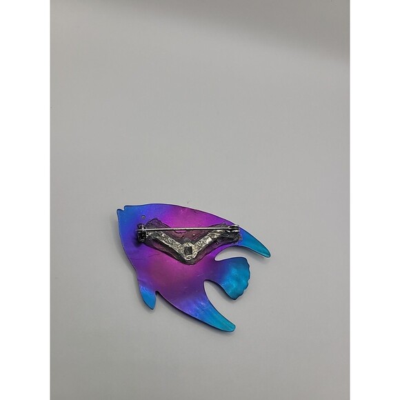 Vintage Brooch Pin Fish Purple Blue Ocean  School Jewelry Costume - Picture 11 of 16